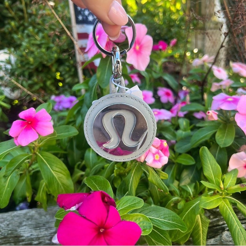 Lululemon Blue and Silver Logo Keychain
